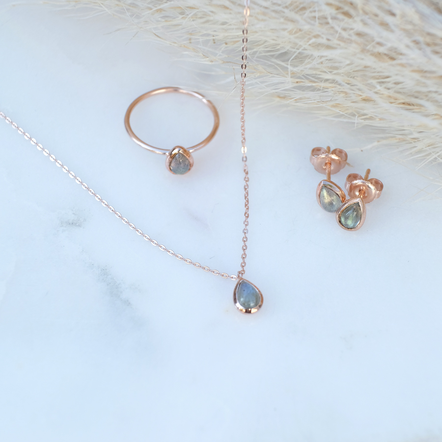 Schmuckset Roségold Labradorit