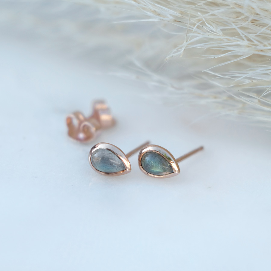Ohrstecker Labradorit Roségold