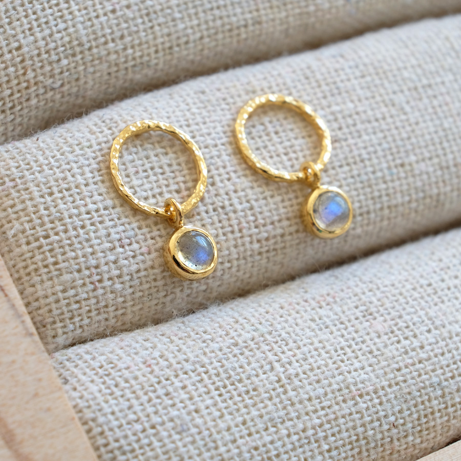 Labadorite Circle Drop // Ohrstecker