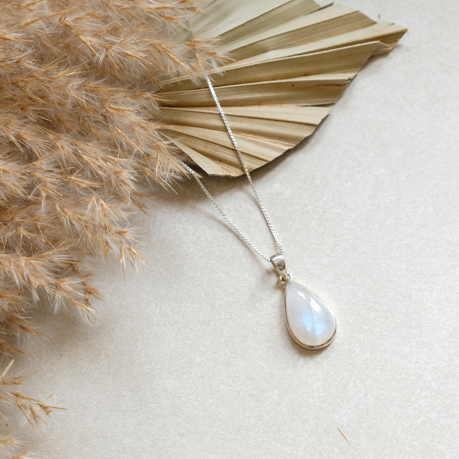 Regenbogen Mondstein Big Drop // Venezianerkette