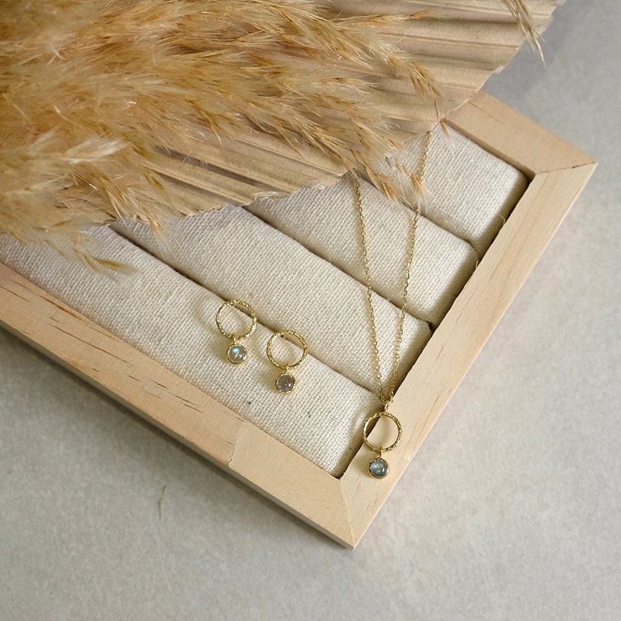 Labadorite Circle Drop // Kette