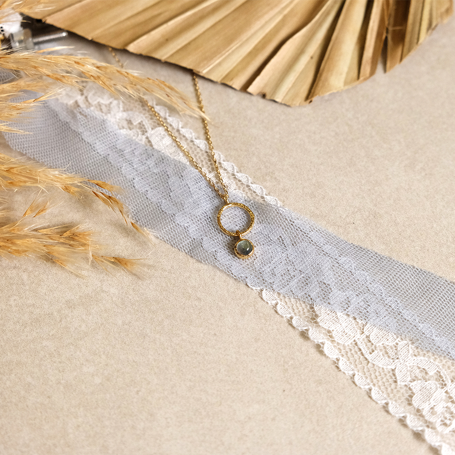 Labadorite Circle Drop // Kette