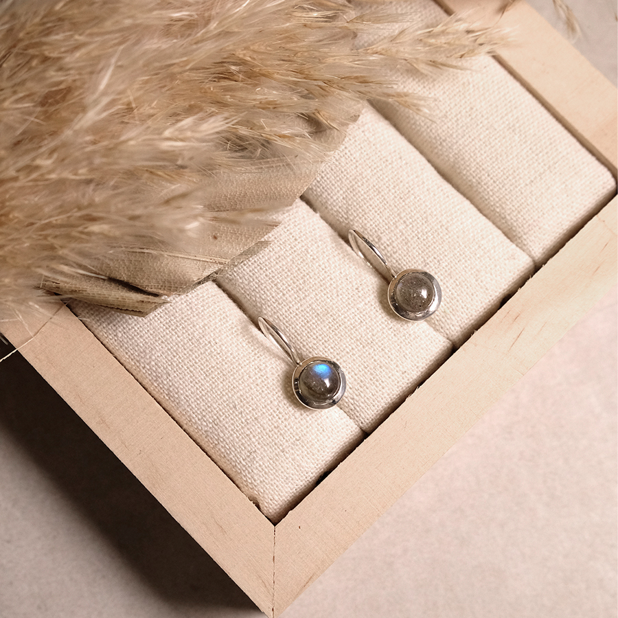 Labradorit Ohrhaken Round // Ohrringe Silber