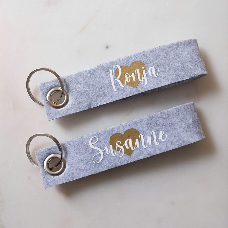 Personalisierter Schlüsselanhänger aus Filz