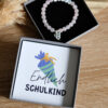 Rosenquarz Armband mit Engel und Schulkind Karte